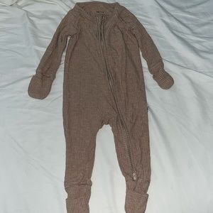 Little Sleepies Heather Fawn Ribbed Zippy